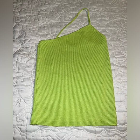 Zara Neon Green Ribbed Top - Picture 1 of 7